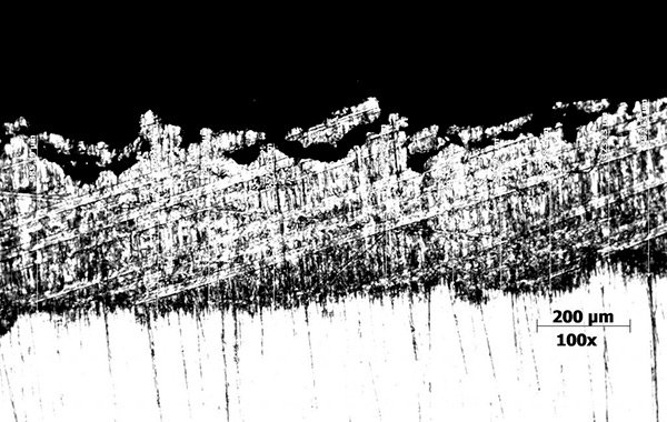 Metalografia do revestimento de zinco