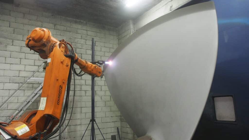 Pá de turbina Kaplan com revestimento de carboneto de tungstênio aplicado por aspersão térmica