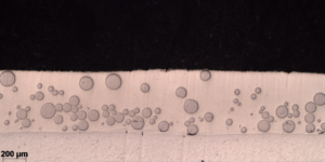 Metalografia de revestimento aplicado por laser cladding